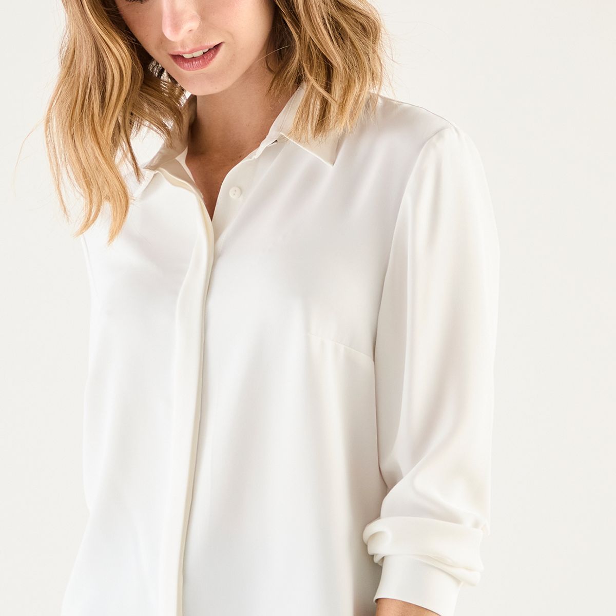 MA GRIFFE - Blusa Manga Larga Crudo Mujer Magriffe