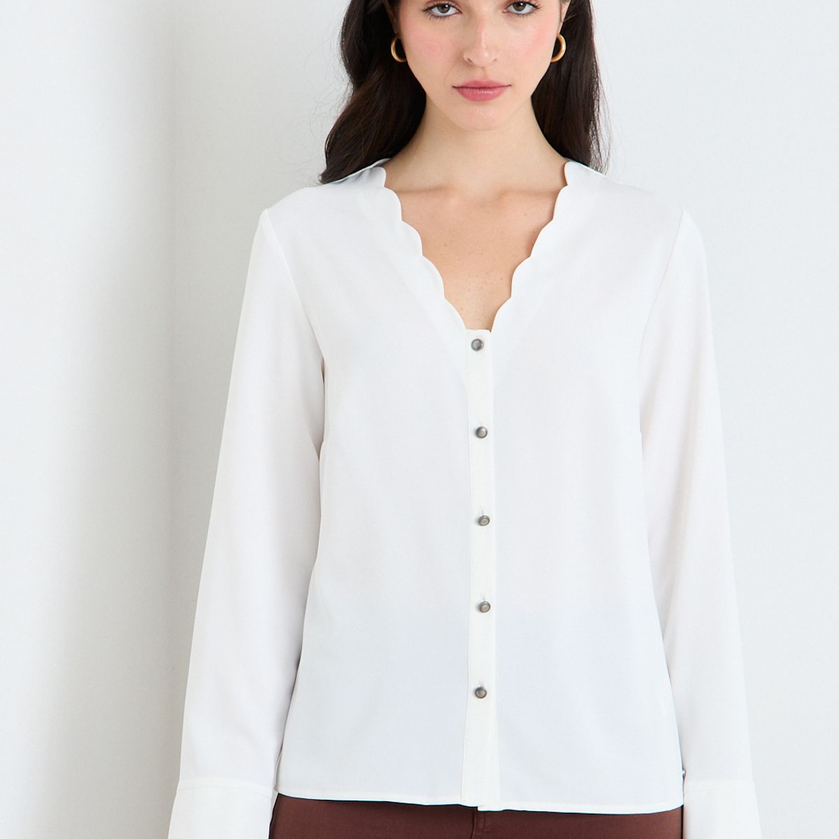 ASH - Blusa Manga Larga Crudo Mujer Ash