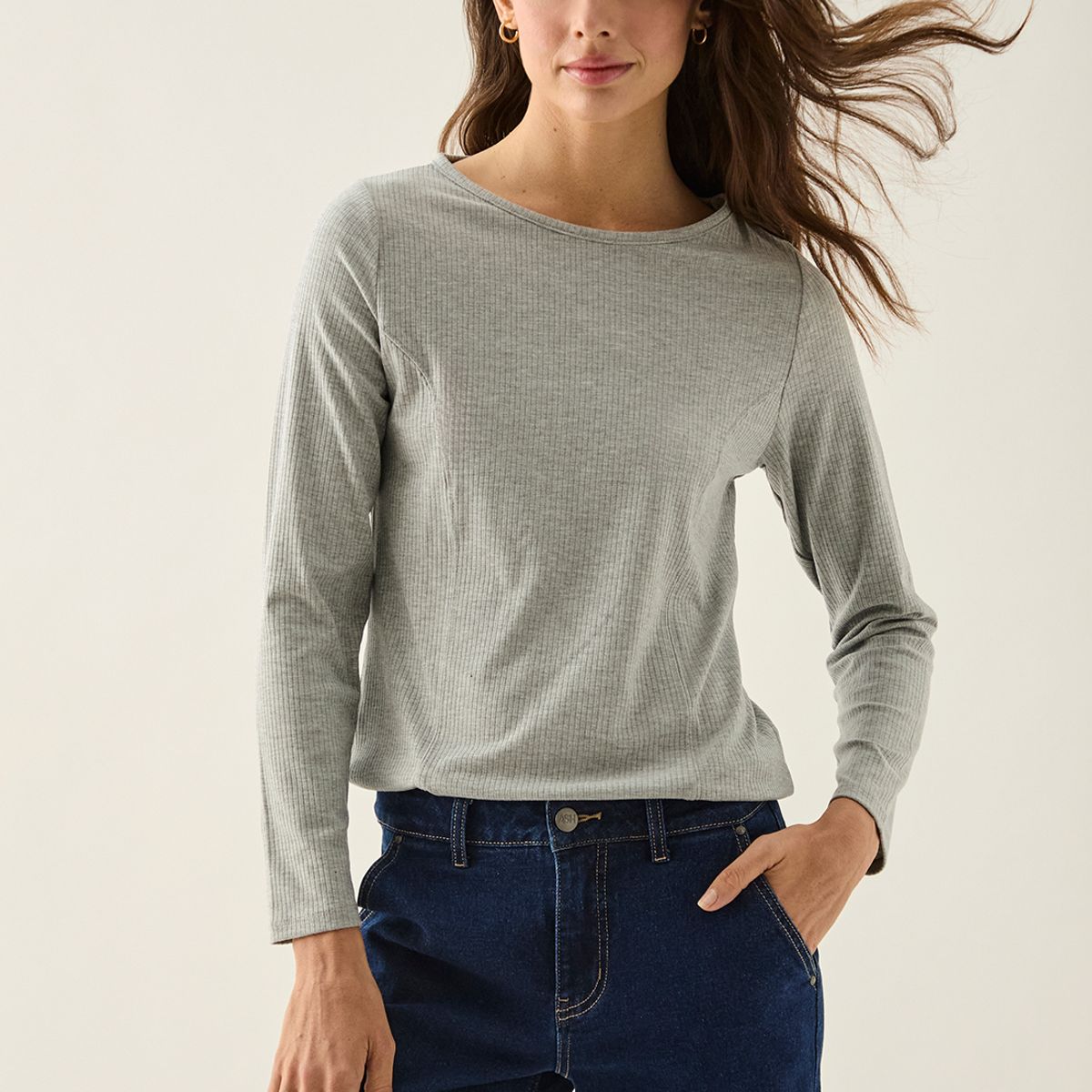 ASH - Polera Manga Larga Gris Mujer Ash