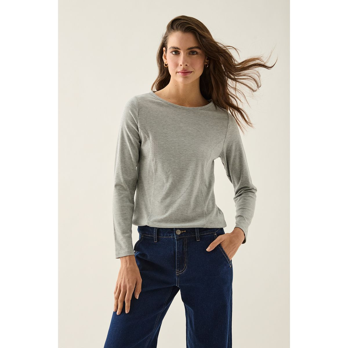 ASH - Polera Manga Larga Gris Mujer Ash