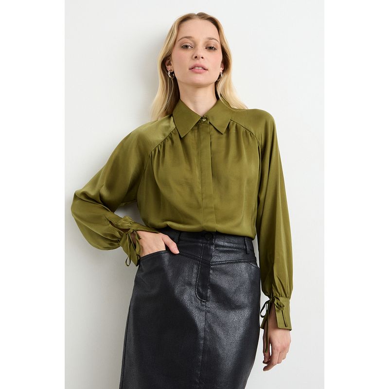 ASH - Blusa Manga Larga Verde Musgo Mujer Ash