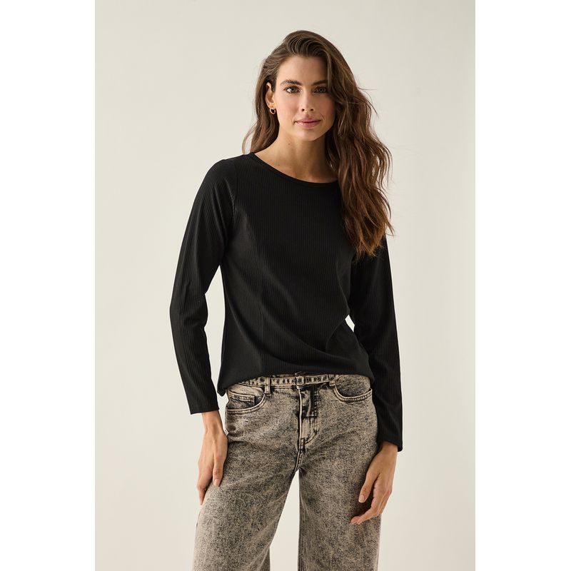 ASH - Polera Manga Larga Mujer Negro Ash