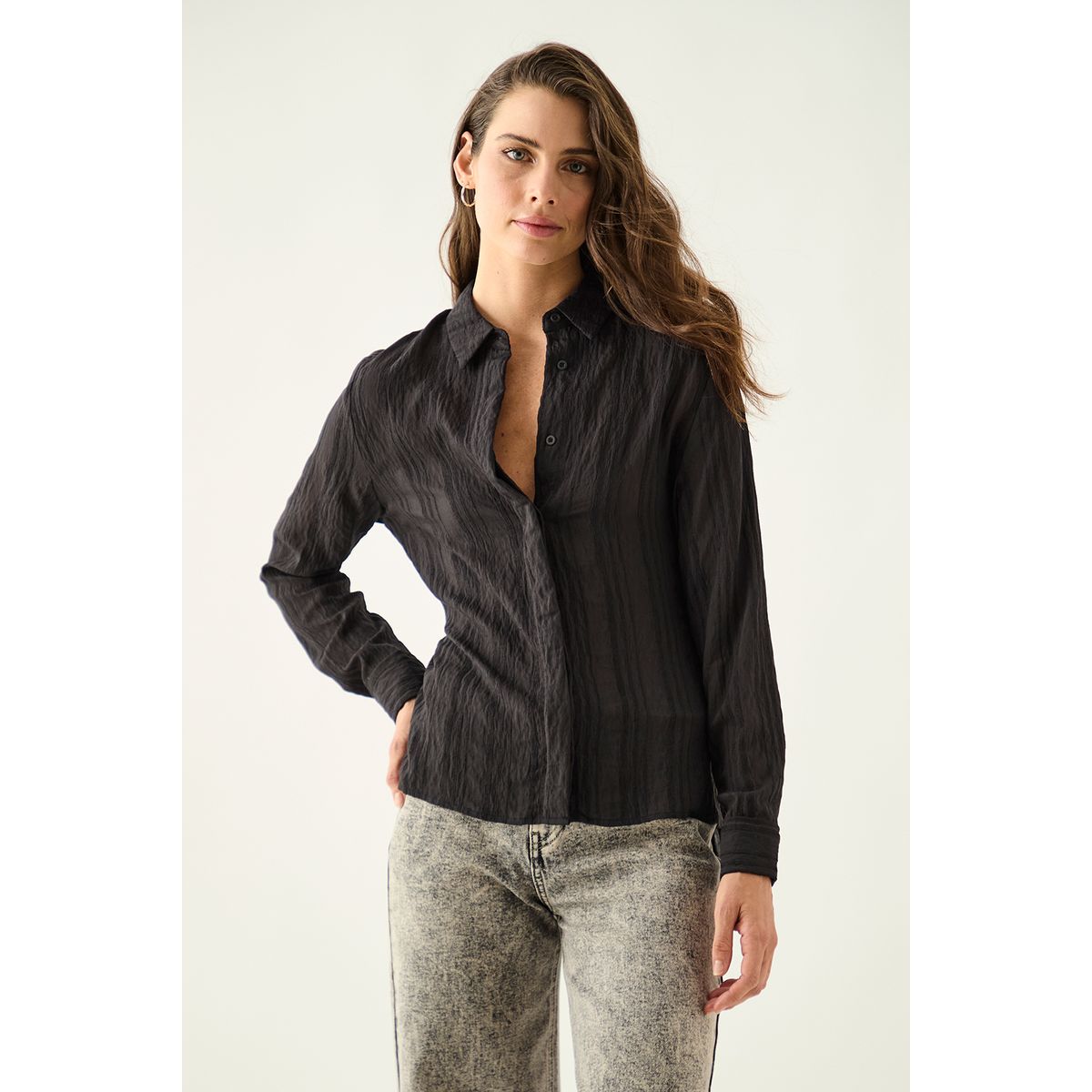 ASH - Blusa Manga Larga Negro Mujer Ash