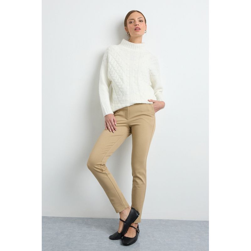 IO - Pantalon Beige Mujer Io