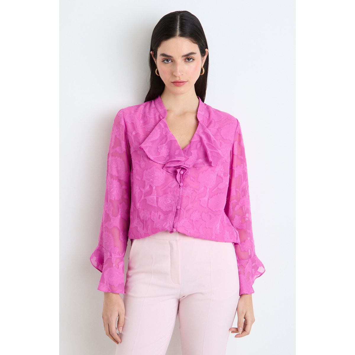 ASH - Blusa Manga Larga Rosada Mujer Ash