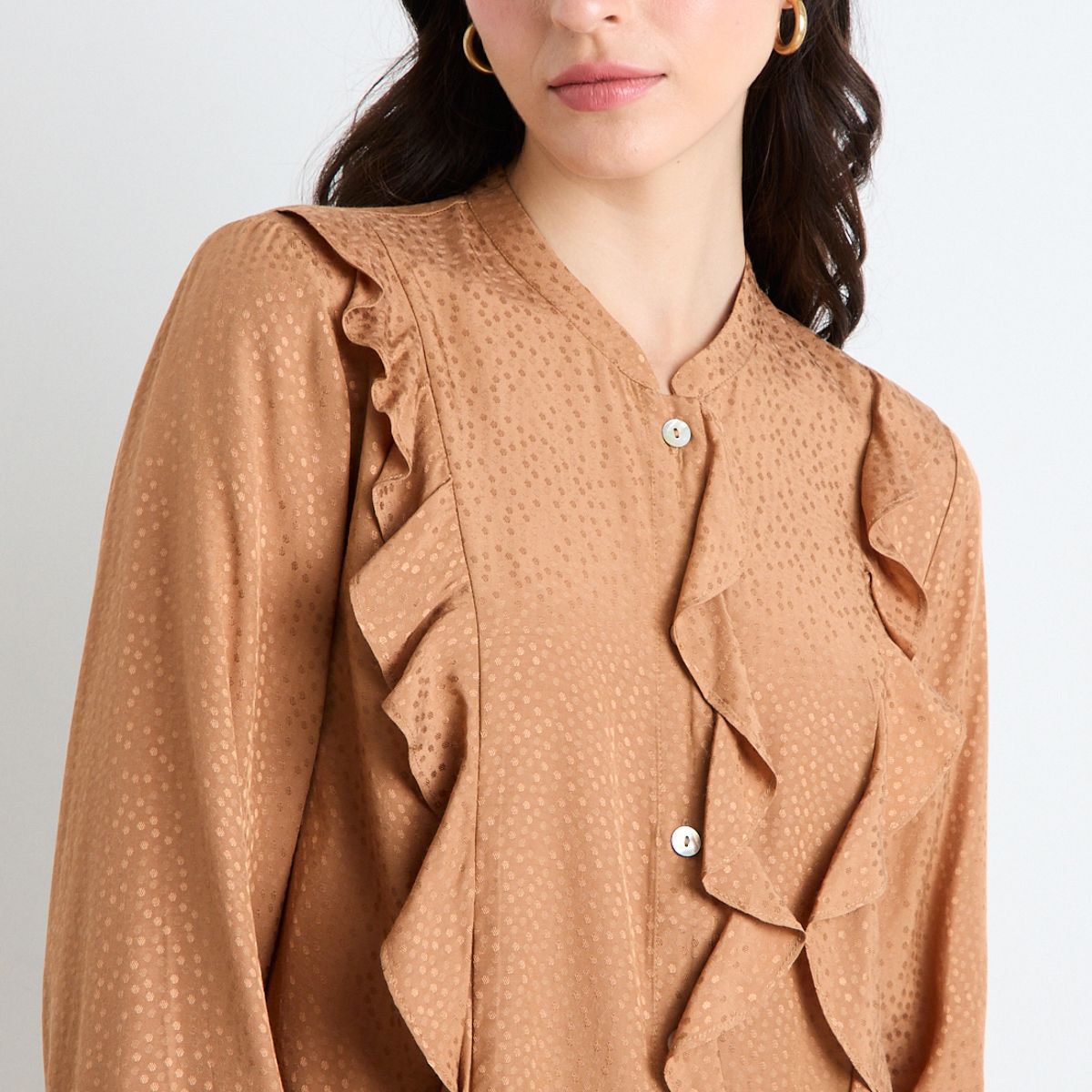 ASH - Blusa Manga Larga Café Mujer Ash