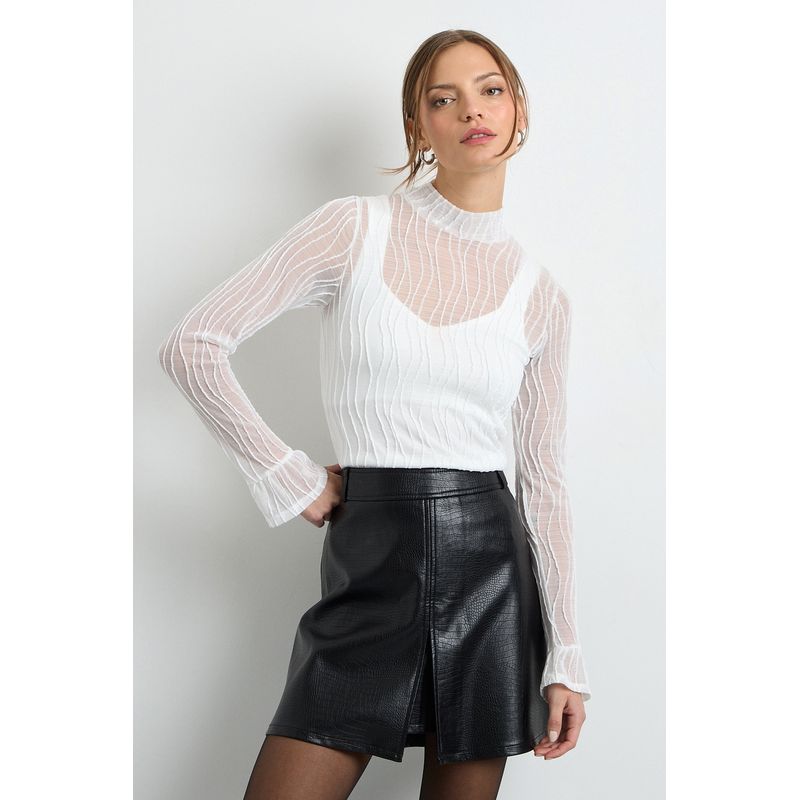 IO - Polera Manga Larga Crudo Mujer Io
