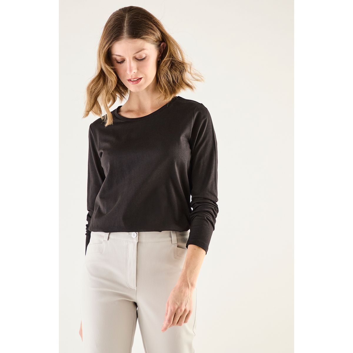 MA GRIFFE - Polera Manga Larga Negro Mujer Magriffe