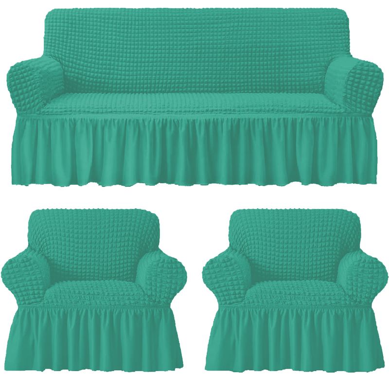 GENERICO - Funda Cubre Sofá Sillón Algodón Turco TURQUESA 3-1-1 Cuerpos