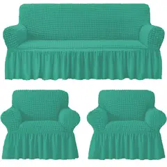 GENERICO - Funda Cubre Sofá Sillón Algodón Turco TURQUESA 3-1-1 Cuerpos