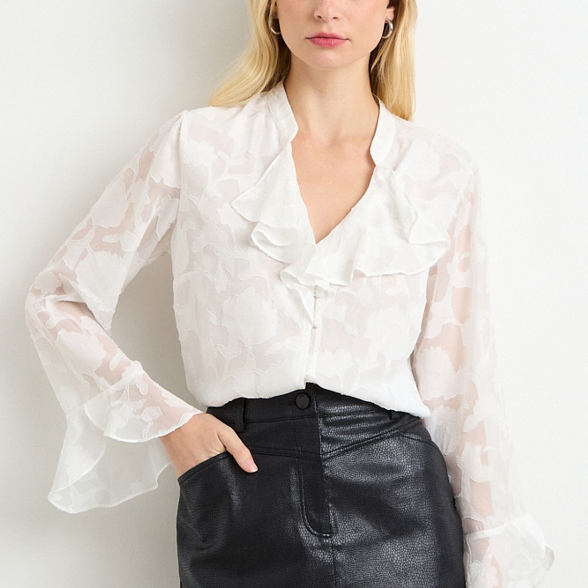 ASH - Blusa Manga Larga Crudo Mujer Ash