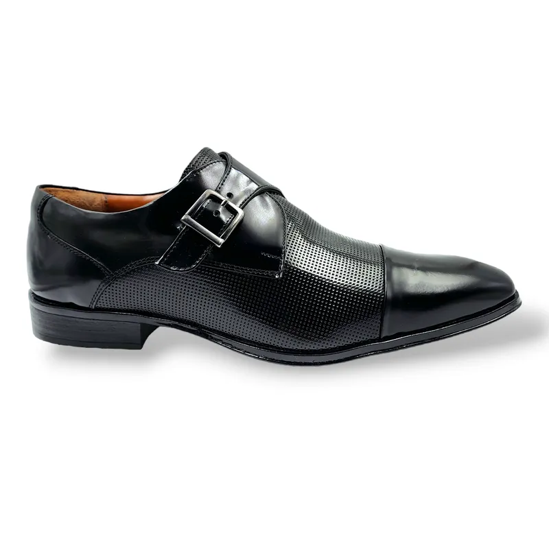 LEVURETT - Zapato Formal Monkstrap Negro Cuero Box