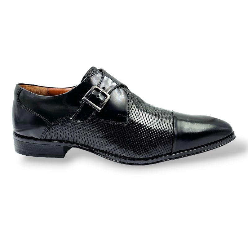LEVURETT - Zapato Formal Monkstrap Negro Cuero Box