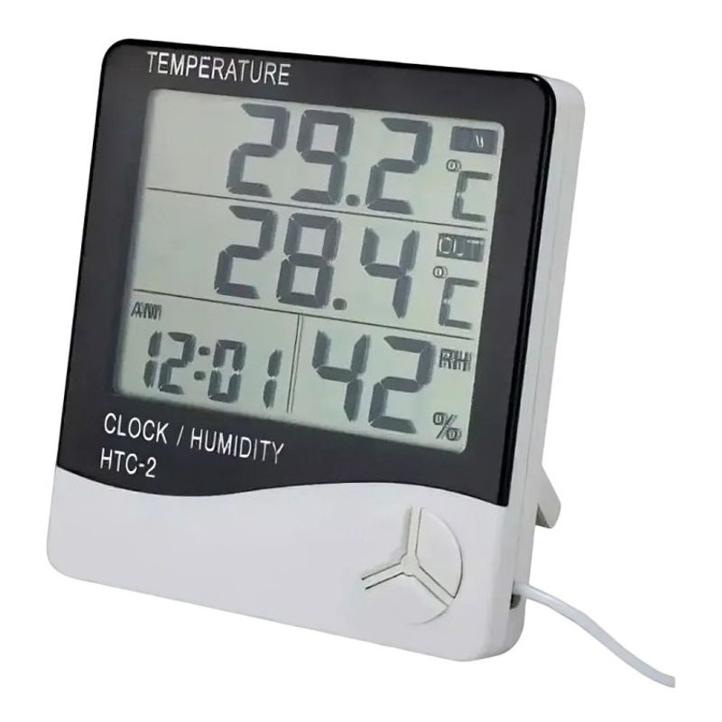 GENERICO - Higrómetro Con Sonda Externa Reloj Alarma
