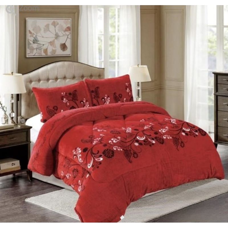 GENERICO - Cubrecama de Invierno Plush con Chiporro 2 plazas Rojo RS1039