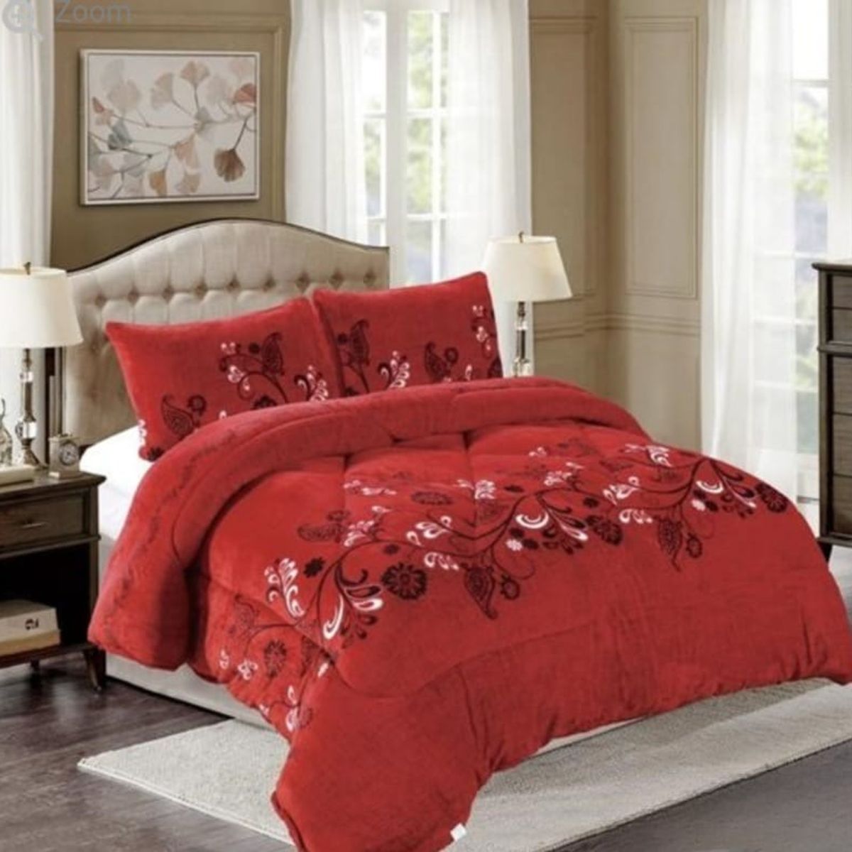 GENERICO - Cubrecama de Invierno Plush con Chiporro 2 plazas Rojo RS1039