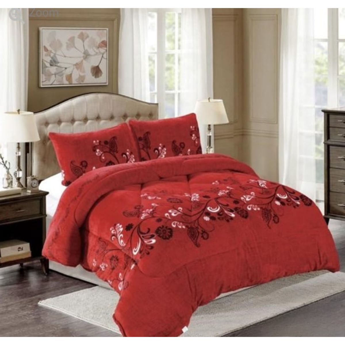 GENERICO - Cubrecama de Invierno Plush con Chiporro 2 plazas Rojo RS1039