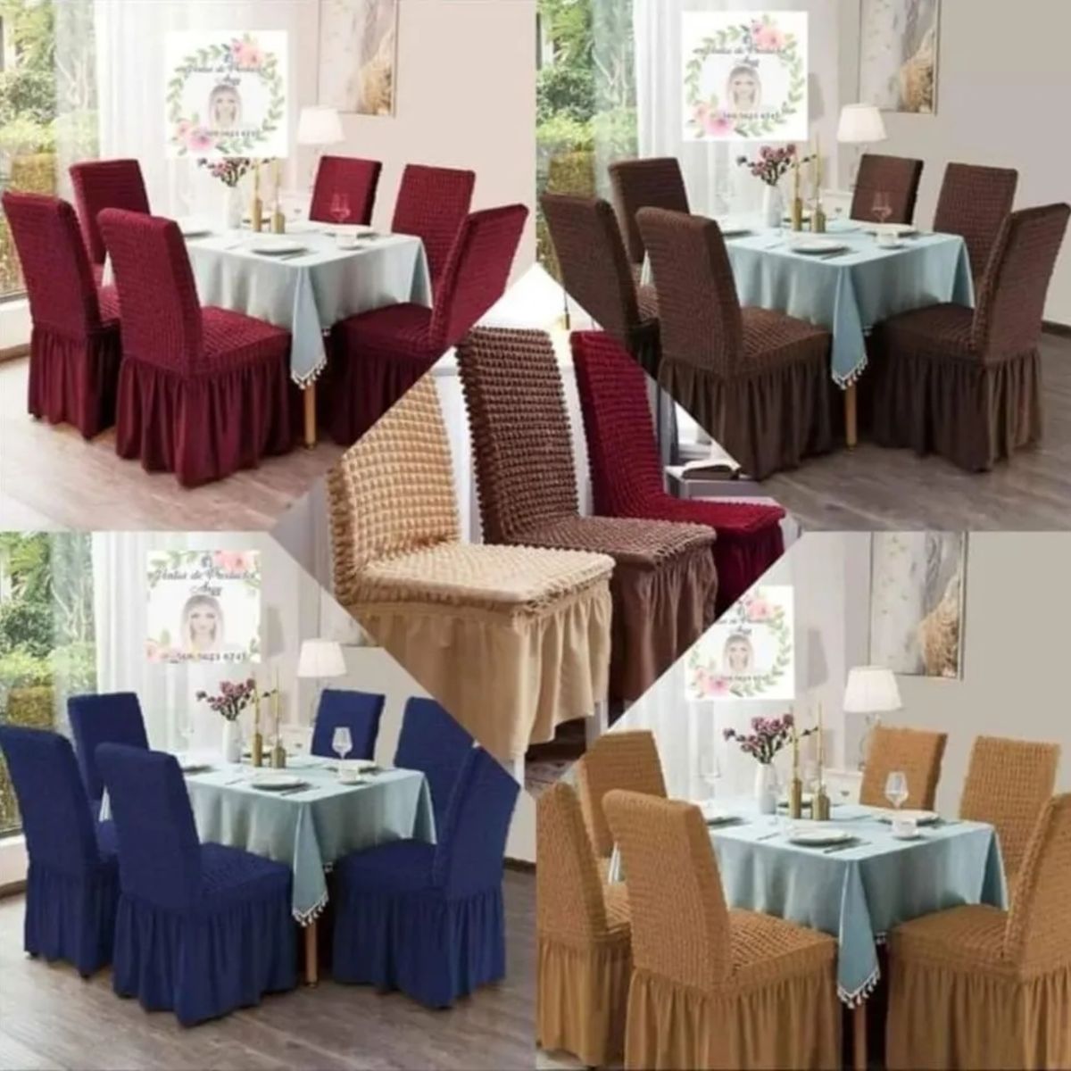 GENERICO - Set 6 Fundas Cubre Sillas Turcas Color ROJO ITALIANO Algodón Turco