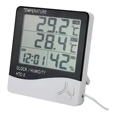 GENERICO - Higrómetro Con Sonda Externa Reloj Alarma