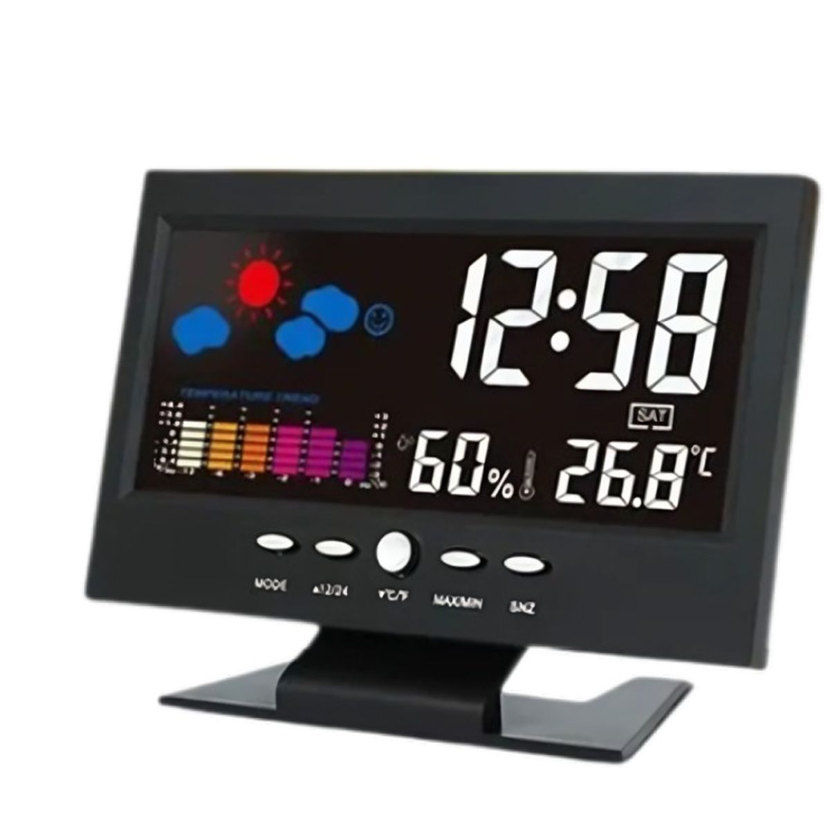 GENERICO - Reloj Despertador Lcd A Color Luz Temperatura Cj8082t