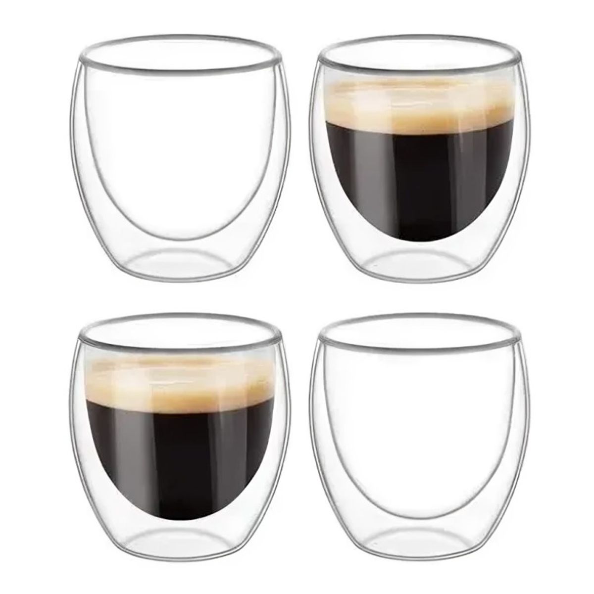 GENERICO - Set 4 Tazas Doble Pared 250ml Frio Caliente