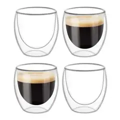 GENERICO - Set 4 Tazas Doble Pared 250ml Frio Caliente