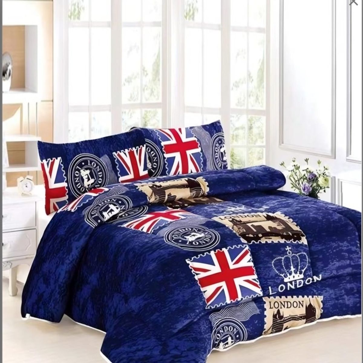 GENERICO - Cubrecama de Invierno Plush con Chiporro 2 plazas Azul  RS1019