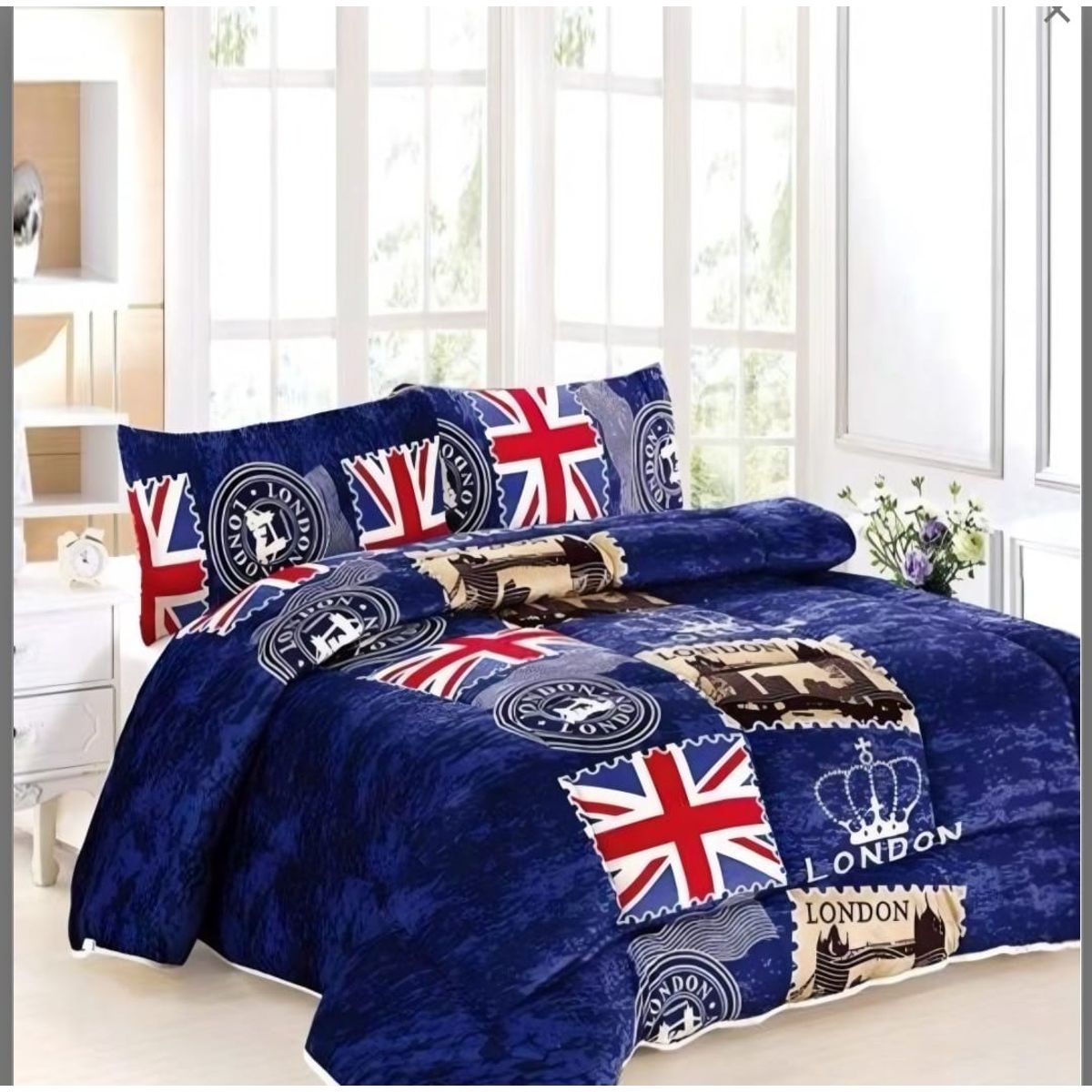 GENERICO - Cubrecama de Invierno Plush con Chiporro 2 plazas Azul  RS1019