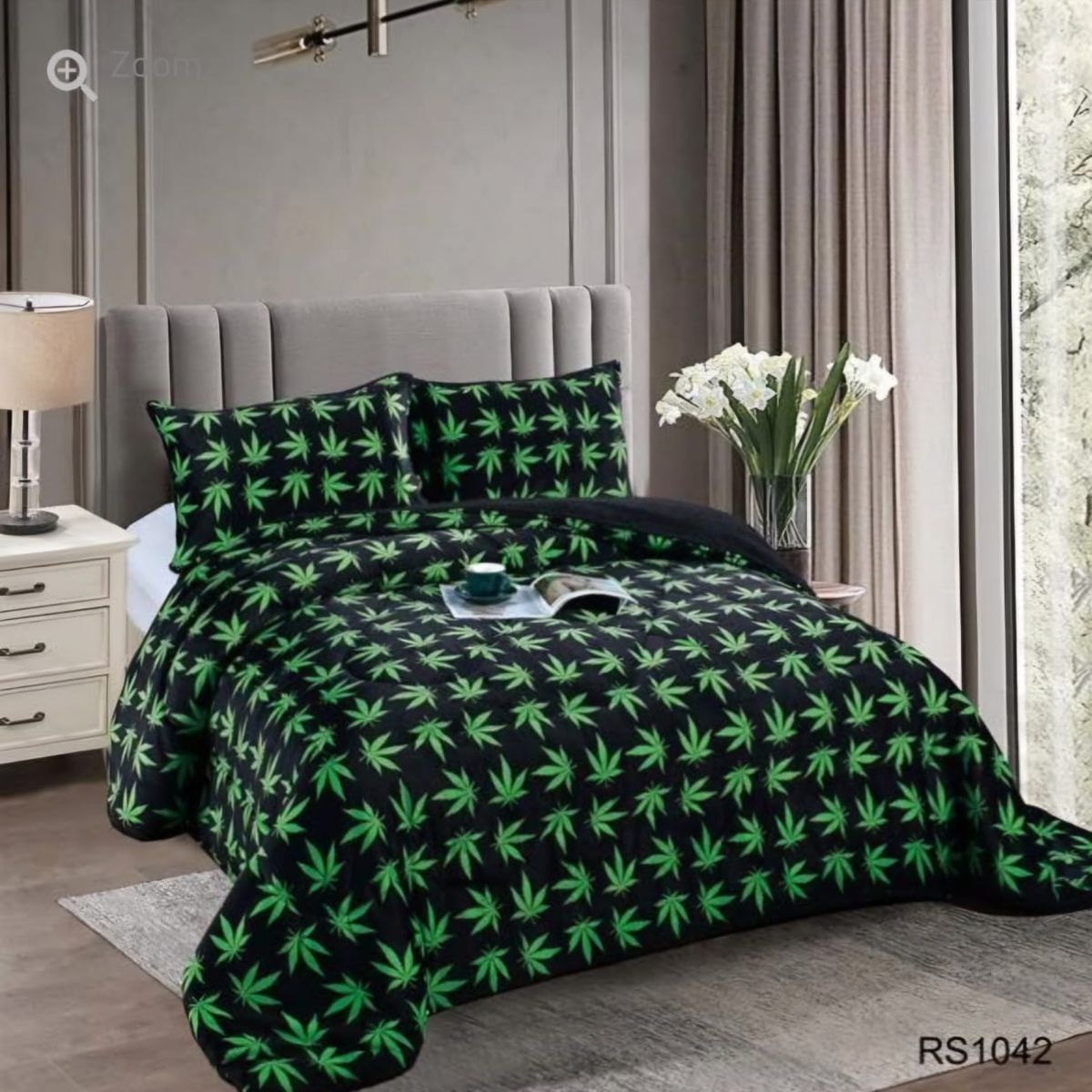 GENERICO - Cubrecama de Invierno Plush con Chiporro 2 plazas Negro RS1042