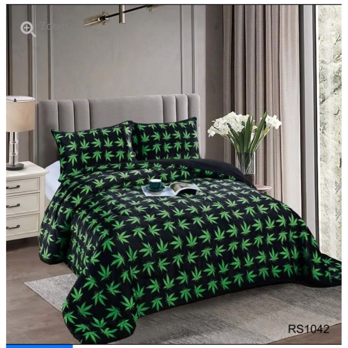 GENERICO - Cubrecama de Invierno Plush con Chiporro 2 plazas Negro RS1042