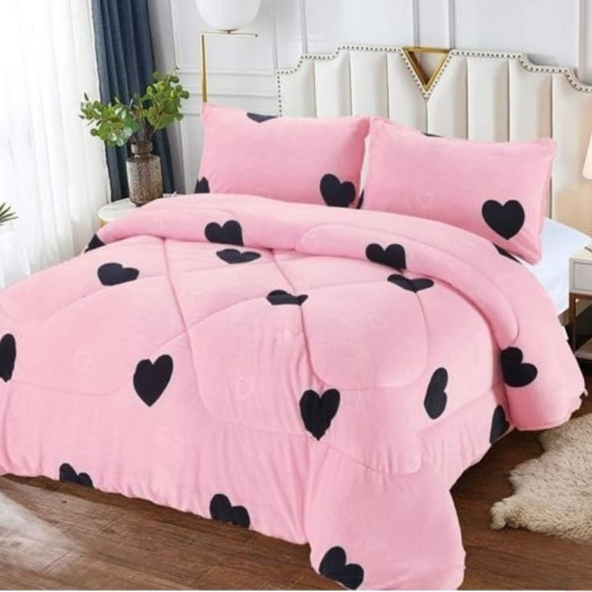 GENERICO - Cubrecama de Invierno Plush con Chiporro 2 plazas Rosado RS1027