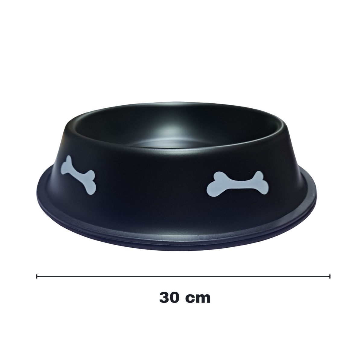 GENERICO - Bowl inoxidable Comida Perro 30 cm Negro