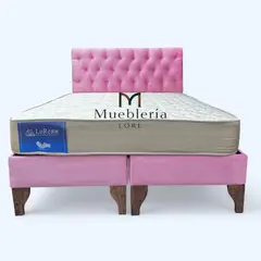 GENERICO - Cama capitone 2 plaza rosa barbie en felpa