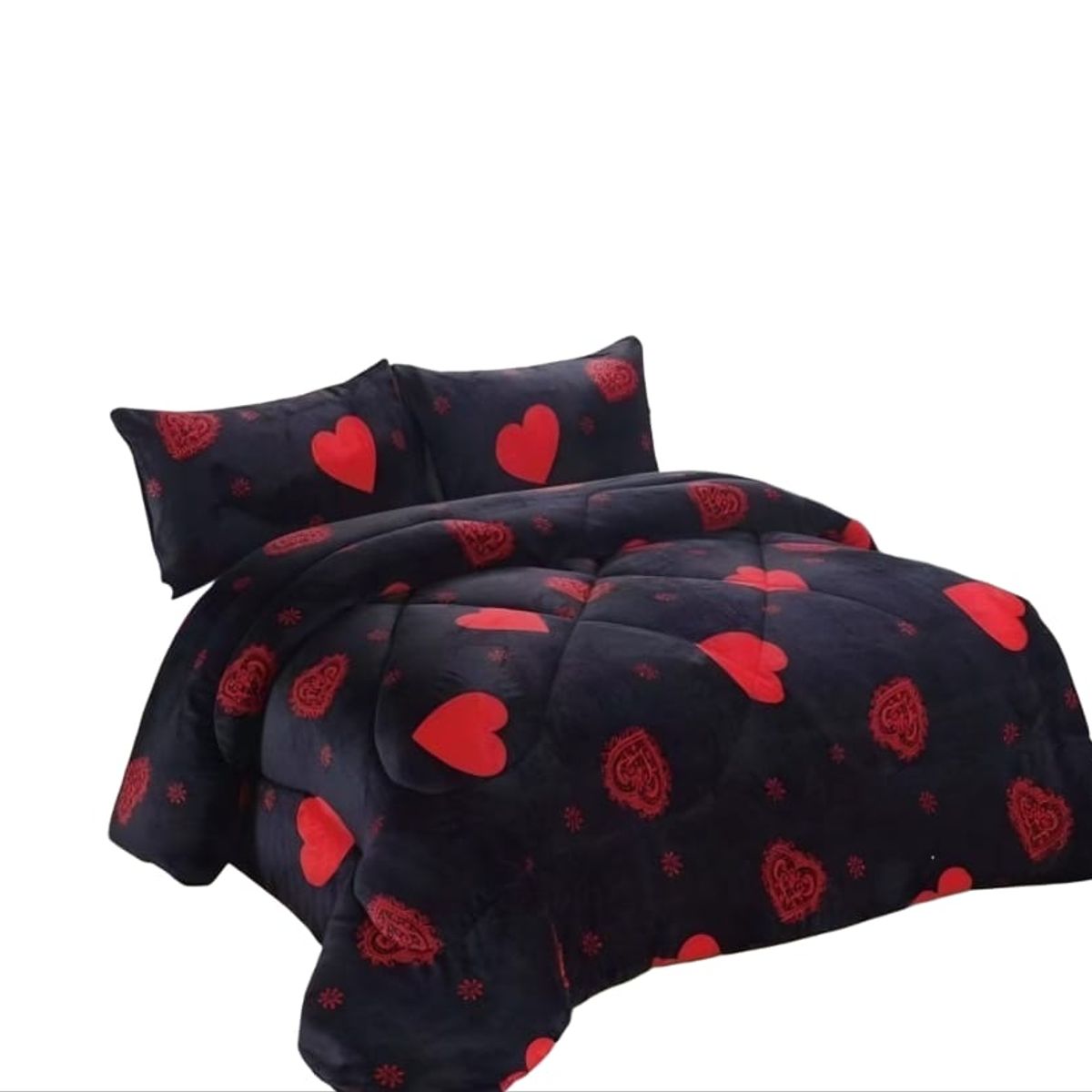 GENERICO - Cubrecama de Invierno Plush con Chiporro 2 plazas Negro RS1015