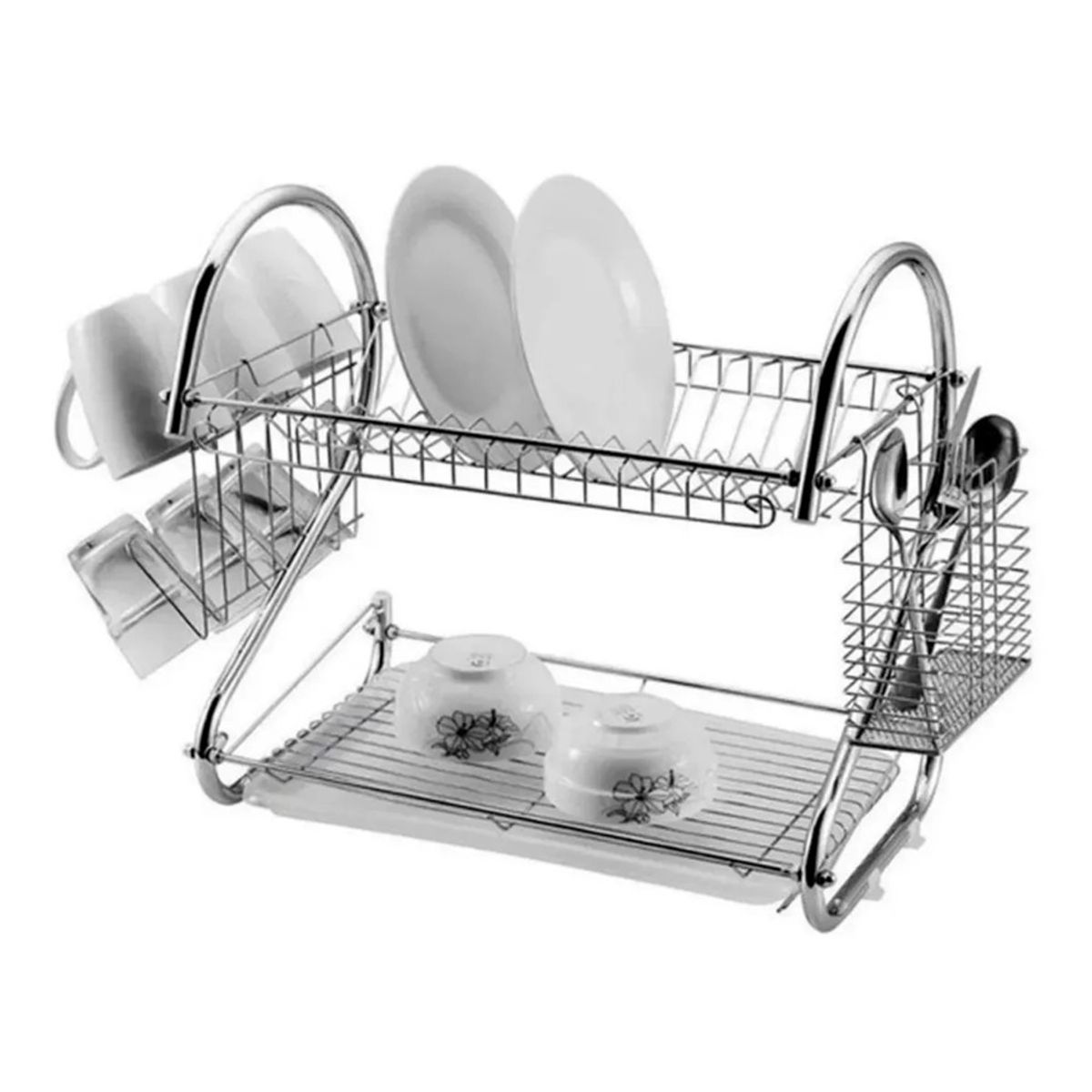 GENERICO - Estante Escurridor Organizador Platos 2 Niveles 40X26X38 Cm