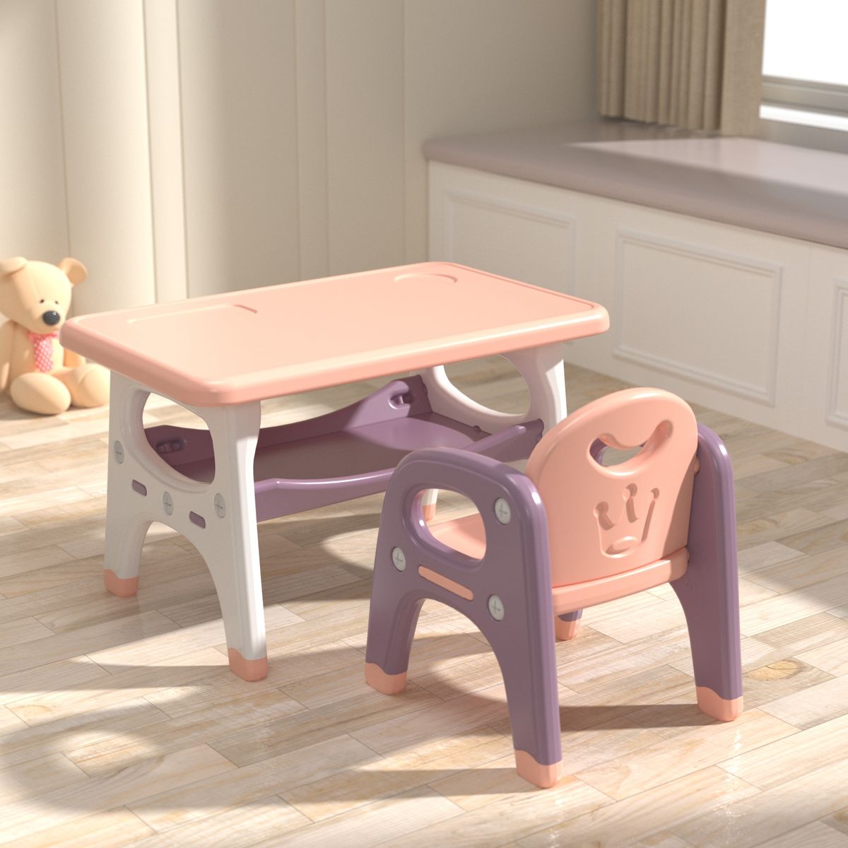 GENERICO - Mesa con silla para niños rosado con violeta