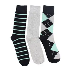 BATA - Calcetines Hombre 3Pack Crew Rombos Multicolor