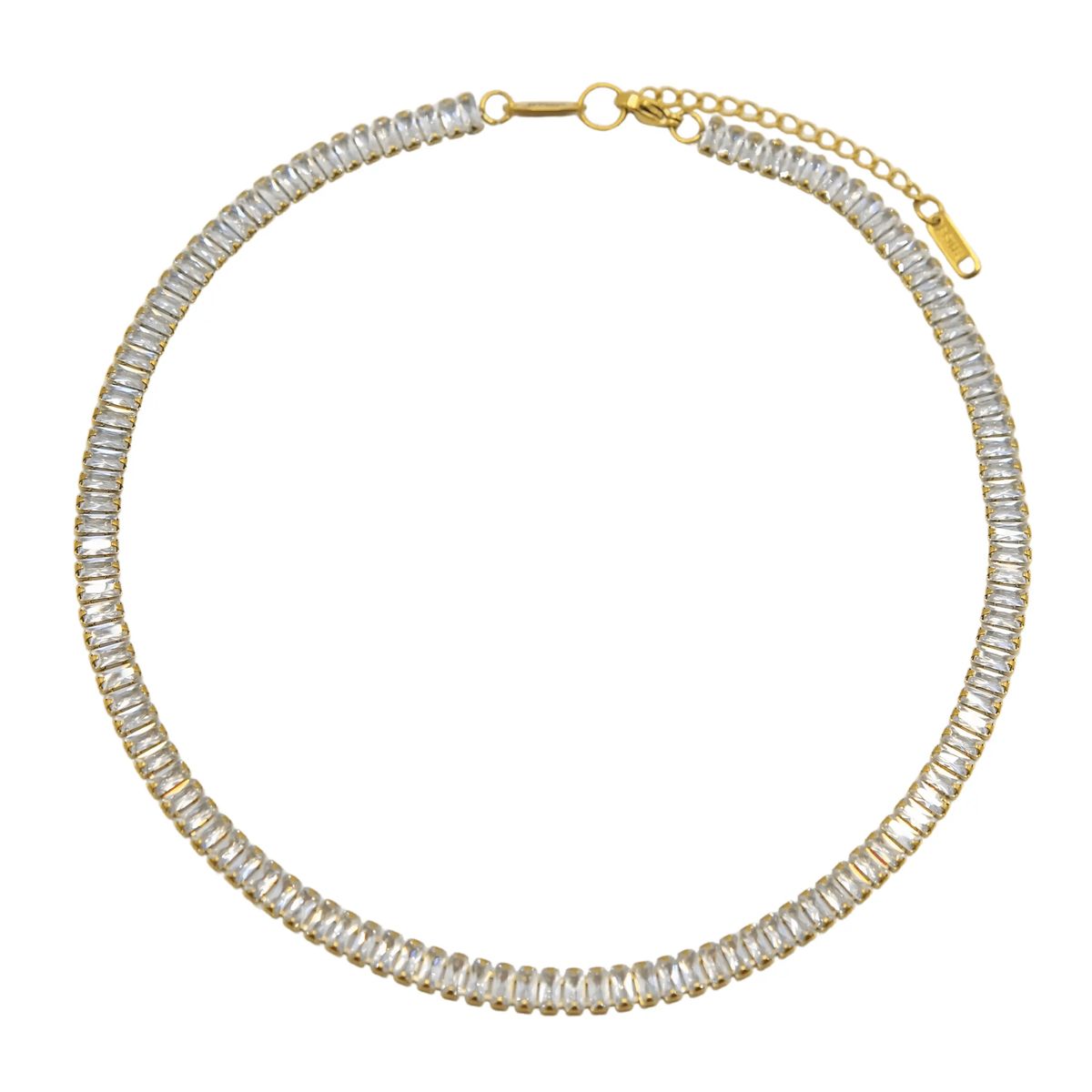 ELBAULDEJUMA - Collar Gargantilla tennis zirconias chapada en oro 18k