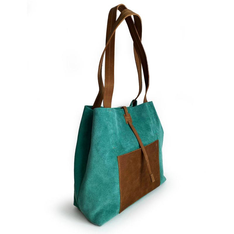 BRAVA - Cartera de cuero BRAVA modelo JANE Turquesa