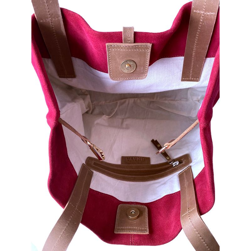 BRAVA - Cartera de cuero BRAVA modelo JANE Guinda