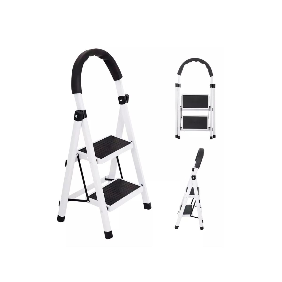 GENERICO - Escalera Taburete Plegable 2 Peldaños Antideslizantes Color Blanco