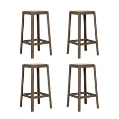 PLOS - Silla Piso Bar Taburete Pack X4 Altura 65 Cm Aliano Gris Taupé
