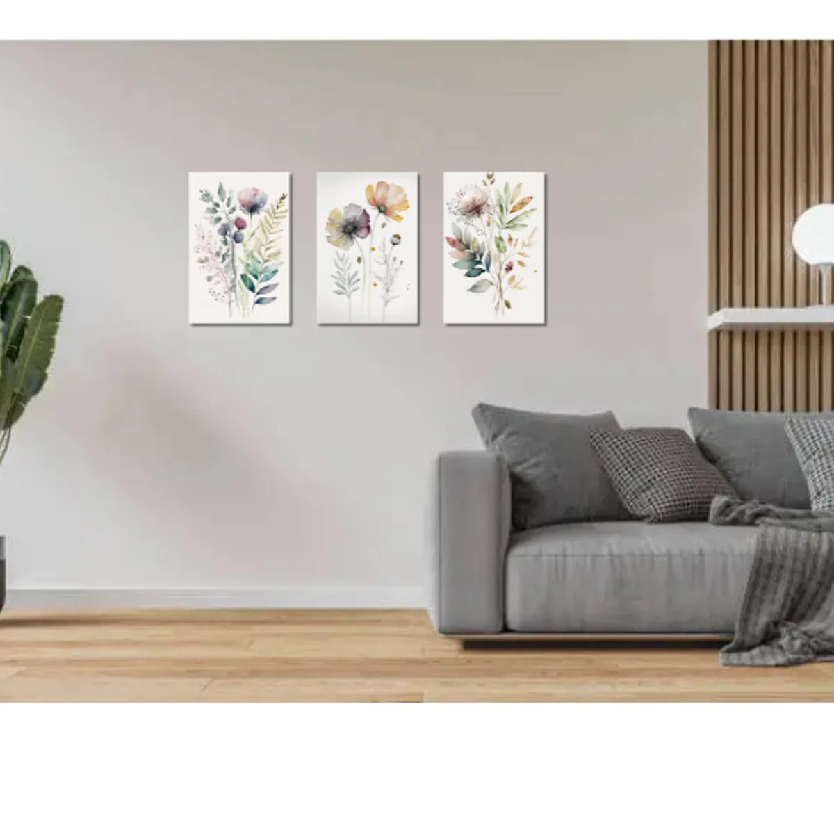 LOS REGALONES - Cuadro Canvas Imagen Flores en lienzo Pack X3 Uds 35x60cm Cu