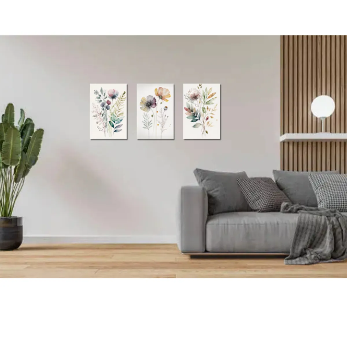 LOS REGALONES - Cuadro Canvas Imagen Flores en lienzo Pack X3 Uds 35x60cm Cu