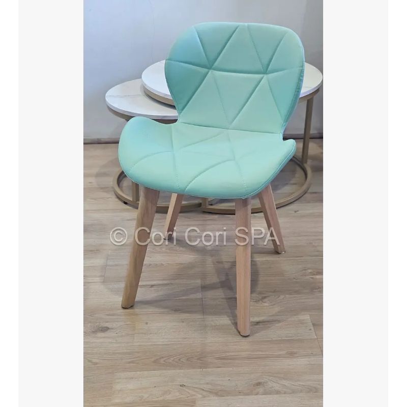 CORI CORI - Comedor Warwick Melamina Wood 100cm + 4S Mariposa Ecocuero Wood Menta