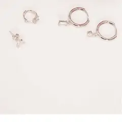 ELBAULDEJUMA - Pack de 4 aros argollas Luciana punto de luz chapadas en plata 925