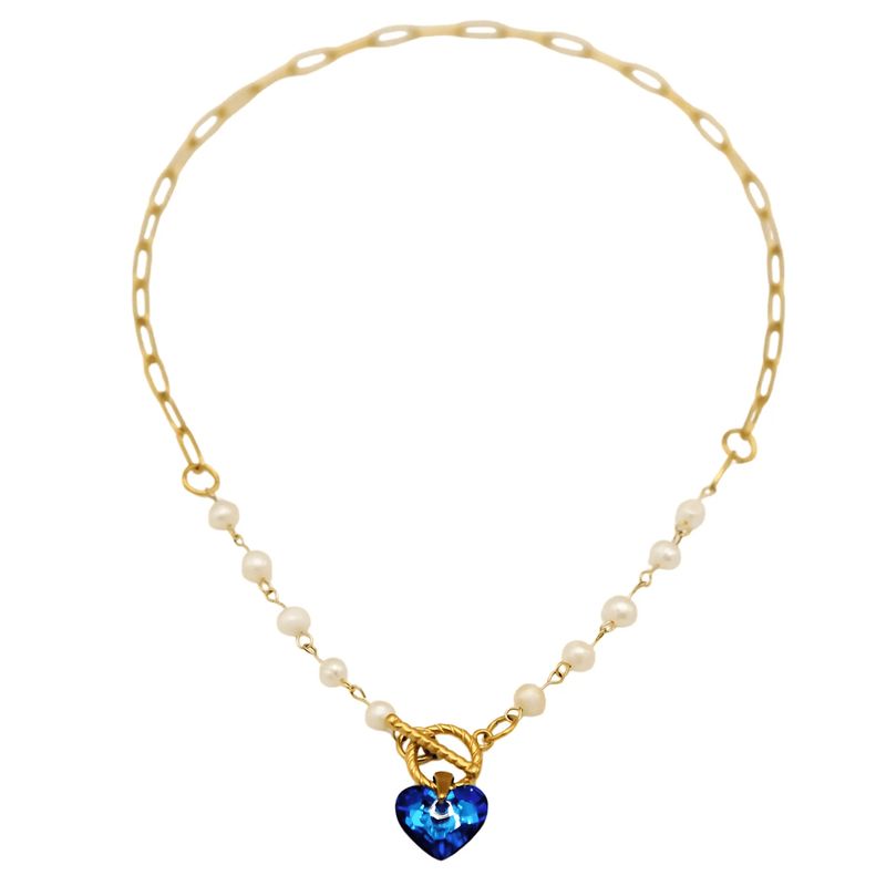 ELBAULDEJUMA - Collar Miranda cristal austriaco genuino perlas de Rio chapado en oro