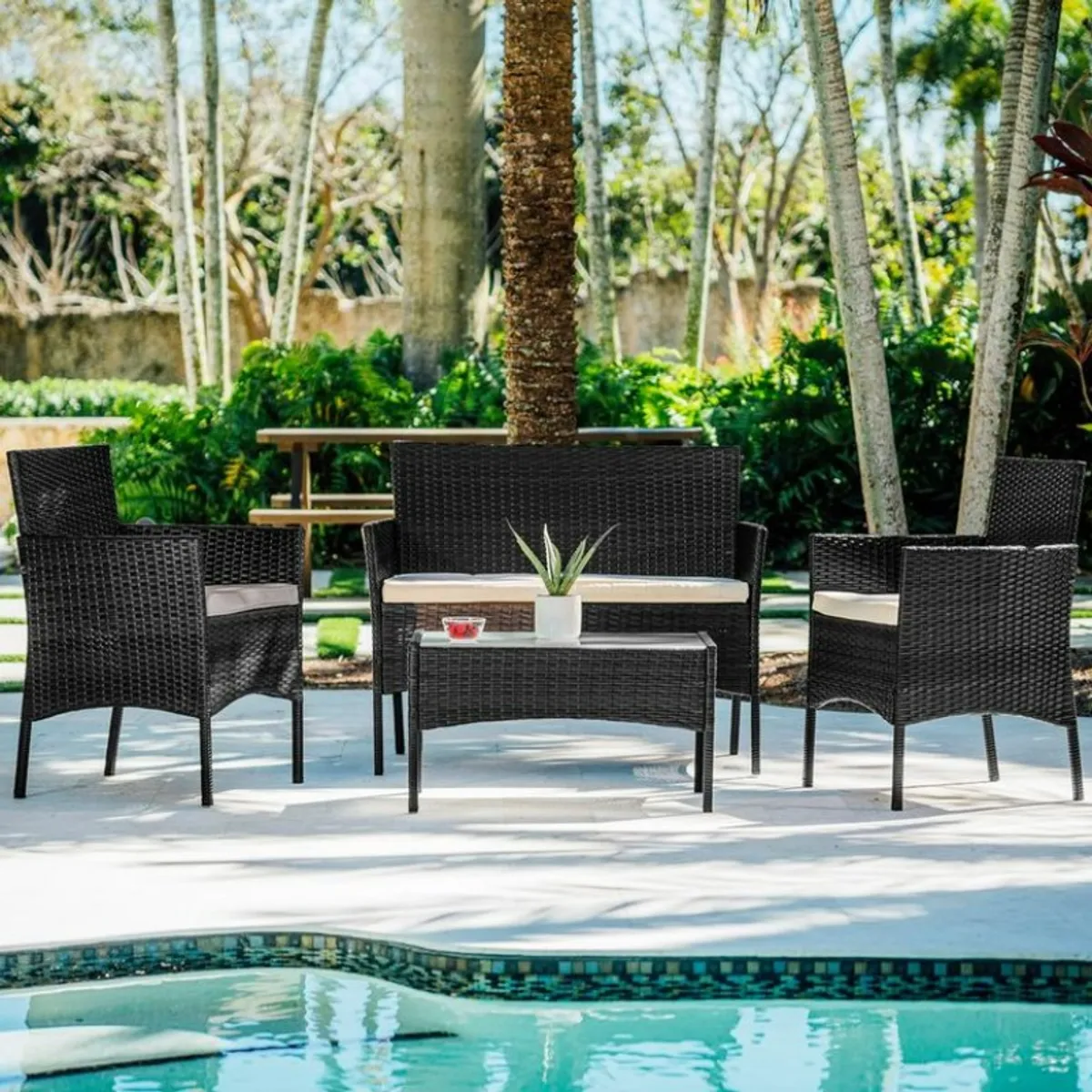 ANYHOGAR - Juego De Living De Terraza Brisa 4 Piezas Para Exterior