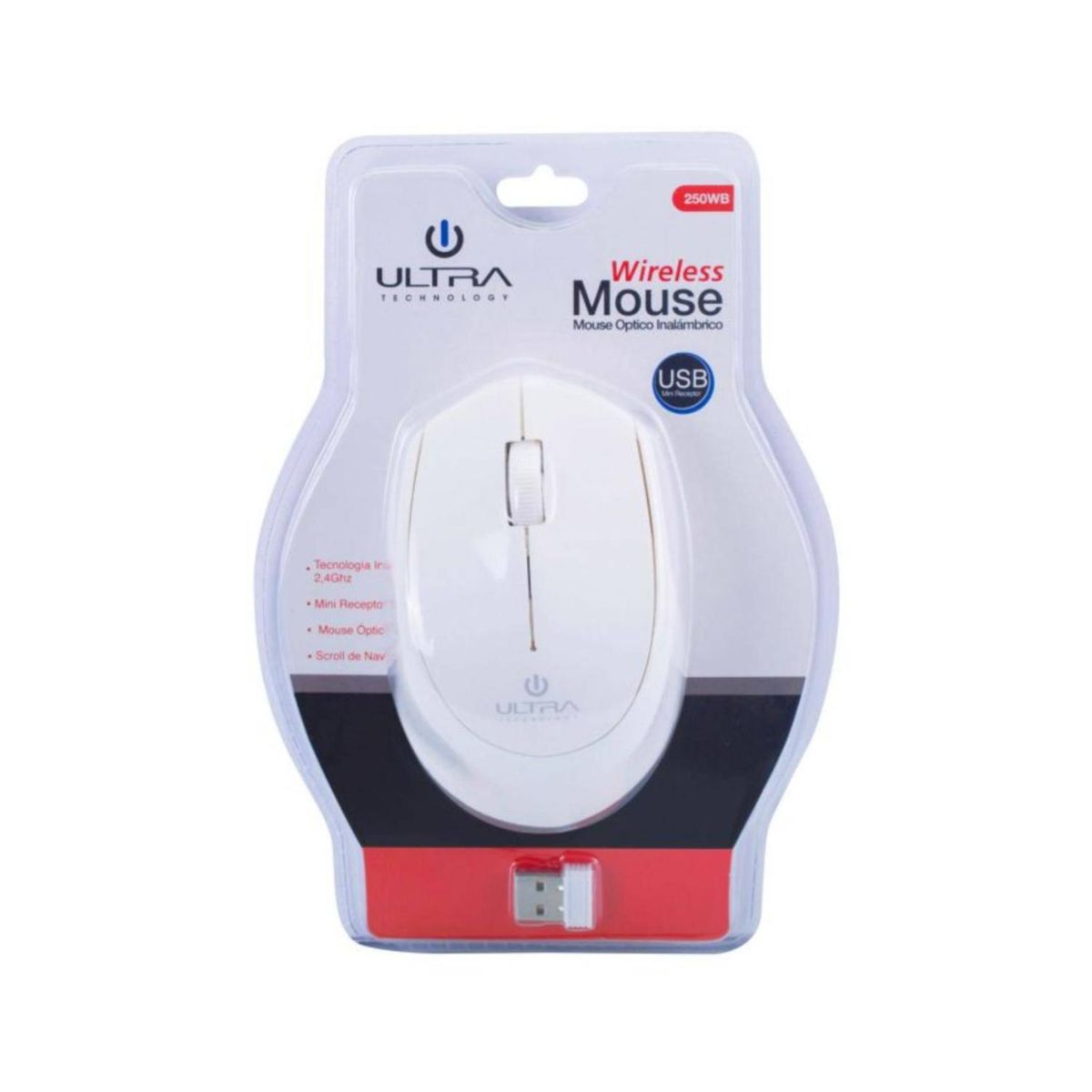 ULTRA - Mouse Inalambrico USB 3 Botones Blanco Ultra