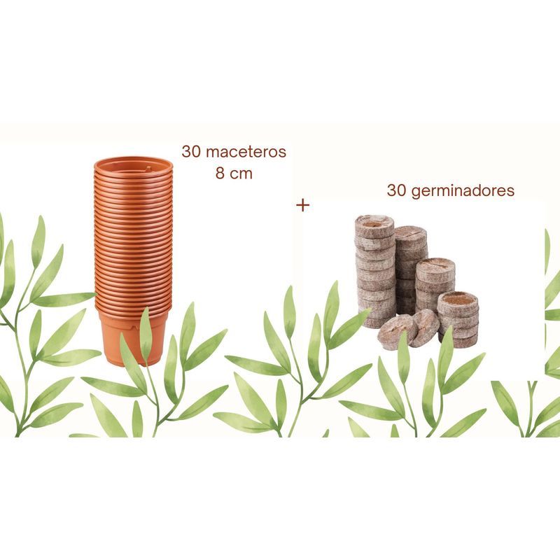 GENERICO - SET de 30 Maceteros 8cm y 30 germinadores